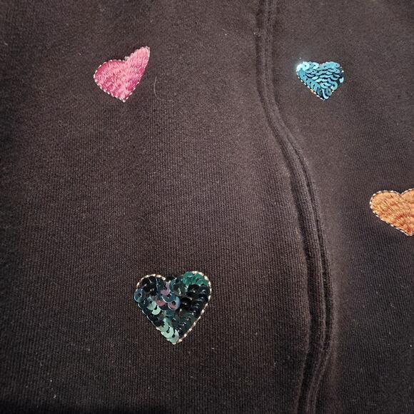 Vtg Quacker Factory Hearts Jacket Womens LG Fleece Embroidered Sequins Colorful - Picture 4 of 11